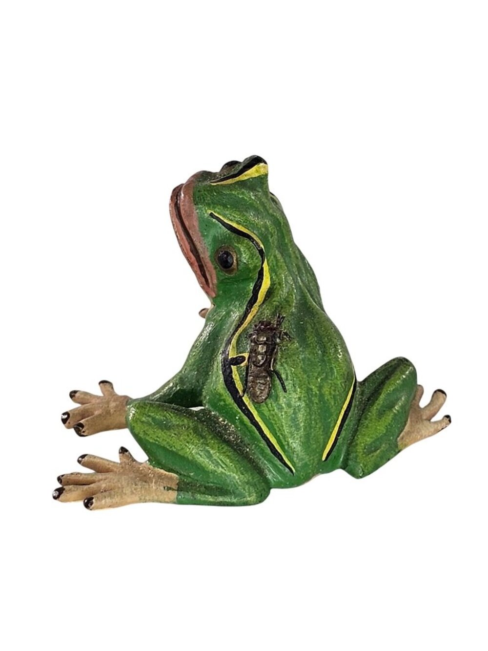 Vienna Bronze Frog With A Fly Figurine Cold Painted Austrian Antique